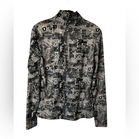 Women’s Reebok Geometric Print Gray and Black Mock Neck Half Zip size s - Picture 4 of 5